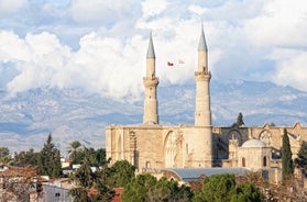 Photo of aerial view of Paphos with the Orthodox Cathedral of Agio Anargyroi, Cyprus.