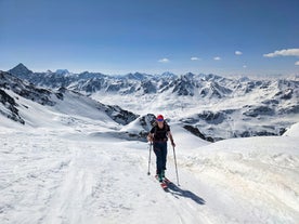 Photo of scenery of famous ice skating in winter resort Davos, Switzerland.