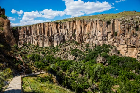 photo of beautiful Ihlara Valley with clear sky in Cappadocia, Turkey.