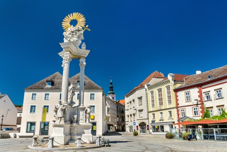 Holy Trinity Column in Krems an der Donau. Wachau valley in Austria