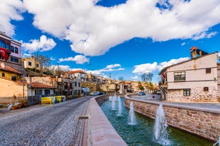 road landscape in the city. Turkey travel in summer. Highway view in beautiful city. Car driving on the road in city. Travel view in asian cities. Highway landscape in summer. Bursa, Turkey.