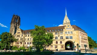 Photo of Dortmund city centre aerial panoramic view in Germany.