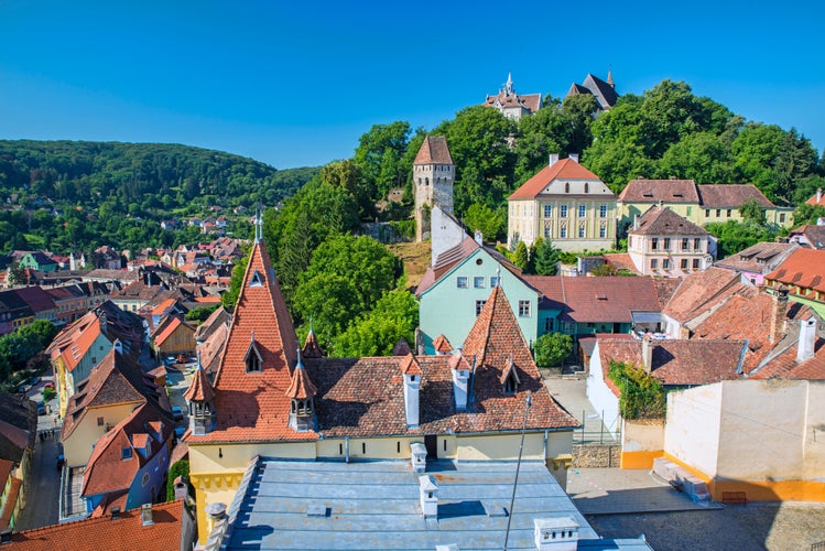 Miedieval citadel of Sighisoara viewed from the old tower..jpg