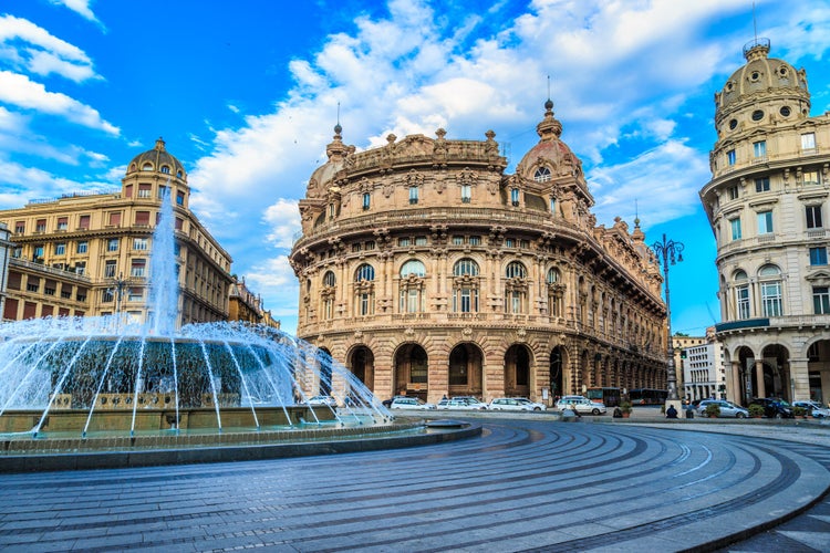 Photo of Piazza De Ferrari main square in Genoa Italy.