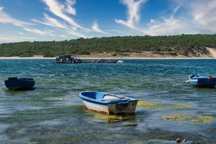 photo of panoramic view of Sesimbra, Setubal Portugal on the Atlantic Coast.