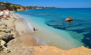 Photo of aerial view from the hill of Limenas Chersonisou, Greece.