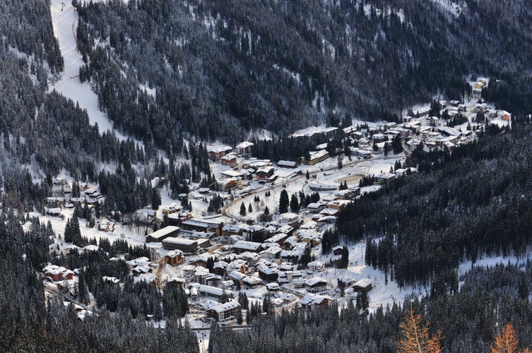 photo of an aerial view of Madonna di Campiglio in Italy.