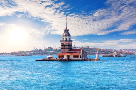 Photo of the Maiden's Tower, Bosphorus, Marmara sea, Istanbul, Turkey.