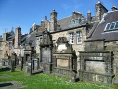 Photo of beautiful view of the old town city of Edinburgh from Calton Hill, United Kingdom.