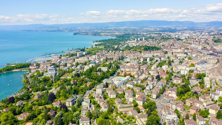 Photo of the central part of the city Lausanne, Switzerland.