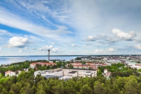 Helsinki cityscape with Helsinki Cathedral and port, Finland