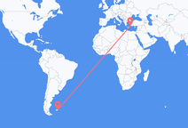 Flyreiser fra Mount Pleasant, til Rhodes