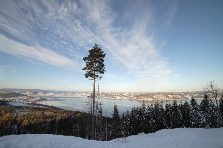 Sunset over Drammen, a town in the Buskerud province of Norway.