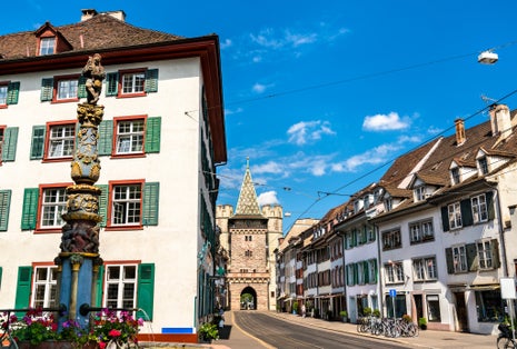photo of Gate of Spalen from the other side of the gate in Basel, Switzerland. 