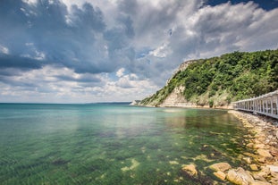 Photo of Balchik Palace of Romanian Queen Marie at Bulgarian Black Sea coastline, Balchik, Bulgaria.