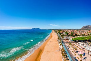 Photo of aerial view of beautiful coastal landscape with old town of Gaeta, Italy.