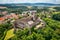 Photo of aerial view of beautiful architecture of the Bolkow castle and the city in Lower Silesia at summer, Poland