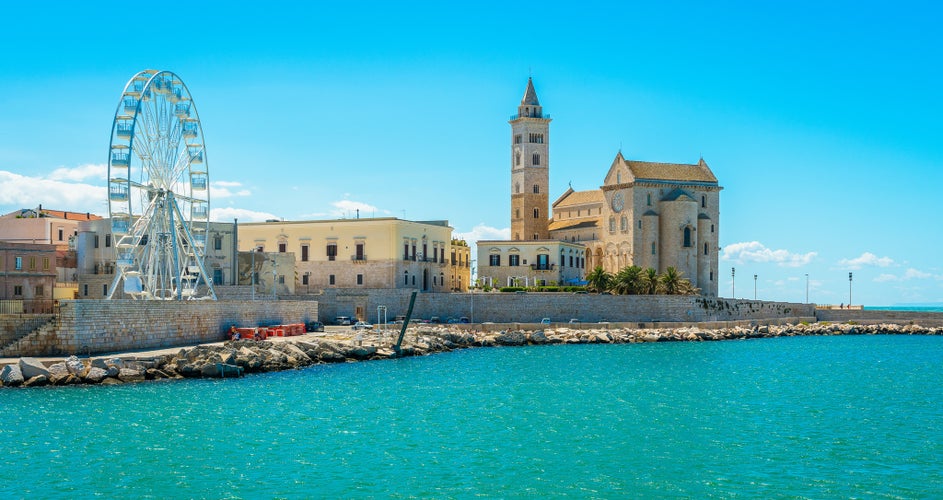 Photo of Trani waterfront with the beautiful Cathedral. Province of Barletta Andria Trani, Apulia (Puglia), southern Italy.