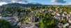 photo of Pitlochry panoramic aerial view with church. Pitlochry is a town in the Perth and Kinross council area of Scotland.