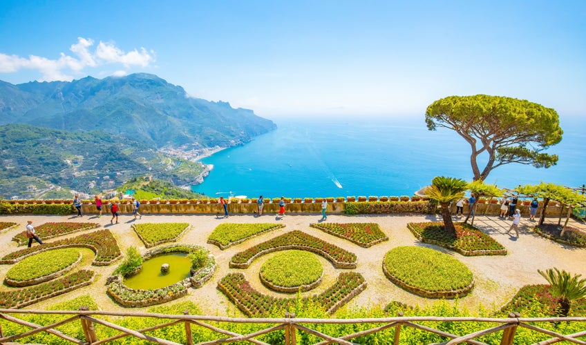 photo of view of Beautiful view to Amalfi coast from Ravello town, Italy travel photo, sunny Salerno province.