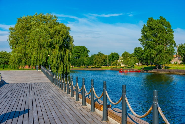 Riverside of Danes river in Klaipeda, Lithuania.