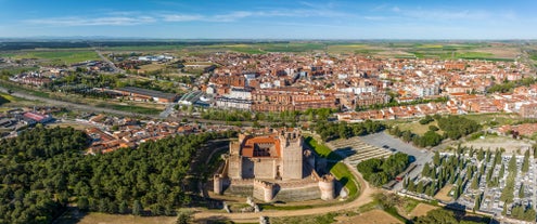 Photo of aerial view of beautiful landscape of Zaragoza, Spain.