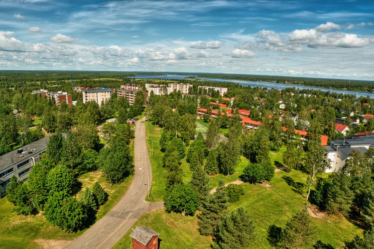 Photo of aerial view of city of Tornio in Lapland ,Finland.