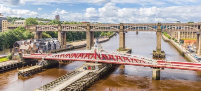 Photo of aerial view of Lancaster, a city on river Lune in northwest England, UK.