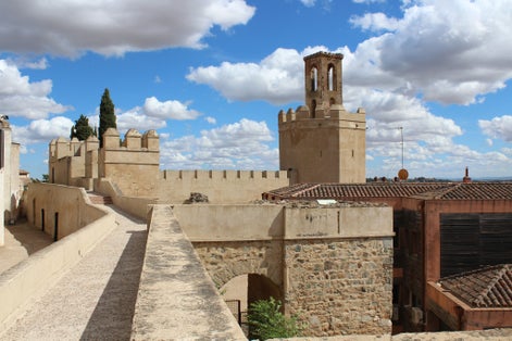 Photo of The Espantaperros Tower also known as Torre de la Atalaya. A 12th-century Almohad monument. This is known as the Watchtower or Alpendiz Tower in Badajoz, Spain.