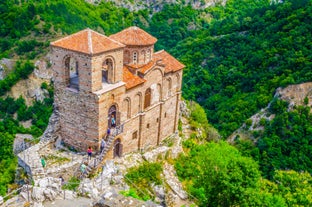 Photo of aerial view of Plovdiv, Bulgaria.