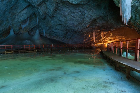 Photo of Ice cave - Scarisoara Cave in the Apuseni Mountains, Romania .
