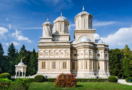 Photo of Arges Monastery in Curtea de Arges, known for the legend of Architect Manole, Romania.