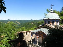 Photo of aerial view of beautiful cityscape of Gabrovo, Bulgaria.