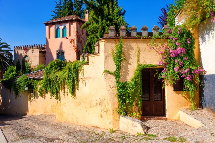 Photo of old architecture of Albaicin neighborhood. Granada, Spain.