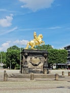 Photo of scenic summer view of the Old Town architecture with Elbe river embankment in Dresden, Saxony, Germany.