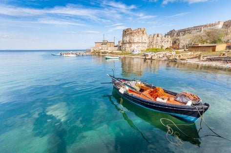 Photo of old Harbor of Mytilini in Lesvos Island.