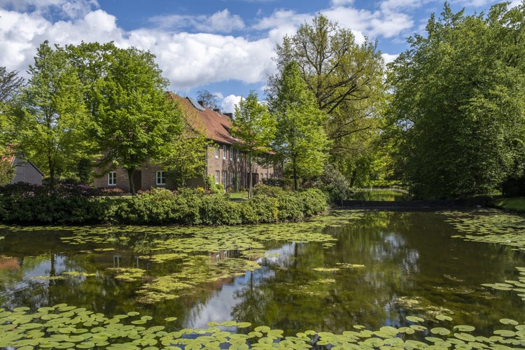 Photo of Pond lined by trees at Castle Rhede