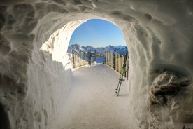 photo of French alps mountain and Saint-Gervais-les-Bains village, in spring in France.