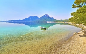 Photo of Heraion in Perachora with small beach, Loutraki, Greece.