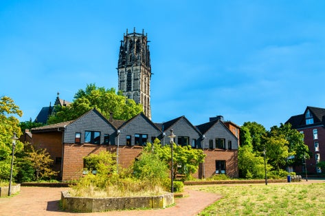 Photo of Carmel Church at the Inner Harbour in Duisburg, North Rhine-Westphalia, Germany.