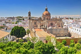 Photo of aerial view the sea of Chipiona, a coastal town in the province of Cádiz in Andalusia (Spain).