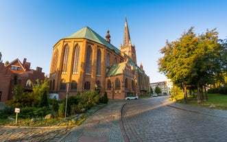 Photo of old wooden Norwegian temple Wang in Karpacz, Poland.