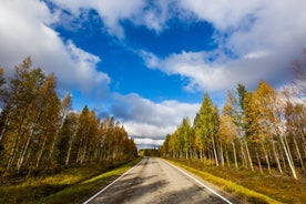 photo of endless landscape in finish Lapland Kolari close to the ski resort of Ylläs during dusk in Finland.