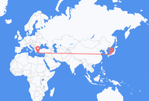 大阪からサントリーニ島行きのフライト