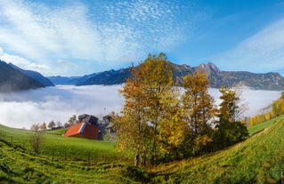 Photo of aerial view of village Kaprun, Kitzsteinhorn glacier, Austria.