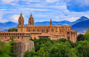 Photo of aerial view of beautiful landscape of Zaragoza, Spain.