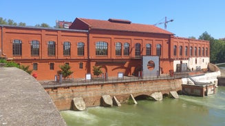 Photo of Toulouse and Garonne river aerial panoramic view, France.