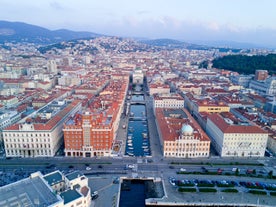 Photo of beautiful landscape of panoramic aerial view port of Genoa in a summer day, Italy.