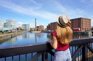 Photo of redeveloped Warehouses along the River in Leeds, UK.