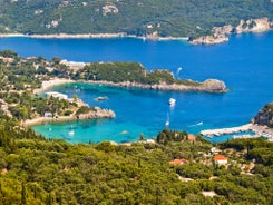 Photo of aerial spring cityscape of capital of Corfu island, Greece.